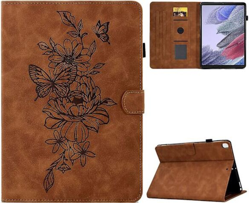 Nytt beskyttende nettbrettdeksel kompatibelt med Samsung Galaxy Tab A7 Lite 8,7 tommer T220 / T225, sommerfuglblomstermønster preget PU-lær søm