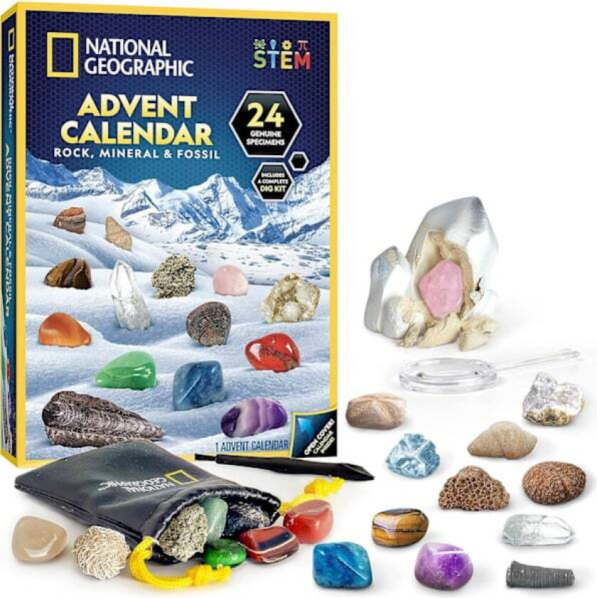 Adventskalender for steinsamling 2025 - Adventskalender for barn med 24 edelstener{FY}