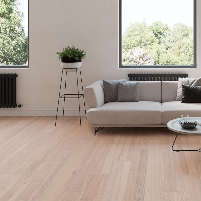 Tregulv Bjelin Herdet Eik Vista White Mattlakk Multistrip