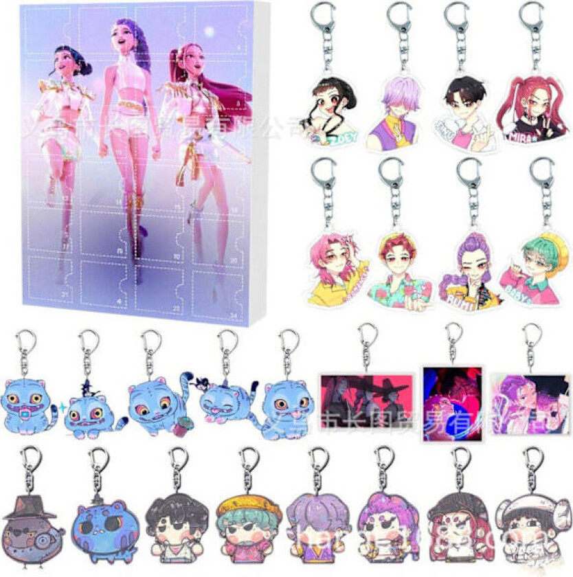 K-pop Demon Hunters Akryl Adventskalender Sett - 24 dagers overraskelsesgaveeske for fans og barn