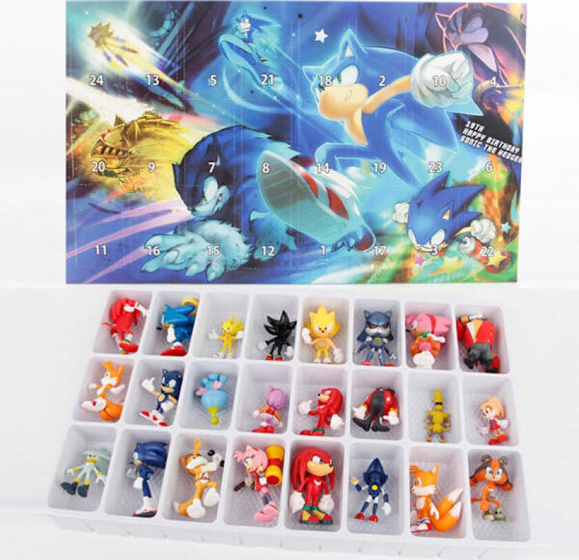 Adventskalender Dukkeleke Jul 2025 24-dagers nedtellingskalenderboks Gave-Xin Sonic