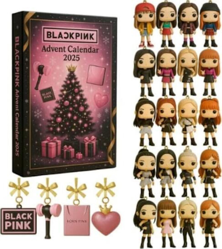 BLACKPINK 2025 Adventskalender Blind Box – 24 dagers julekalender med akryl anheng ornamenter for tredekorasjon