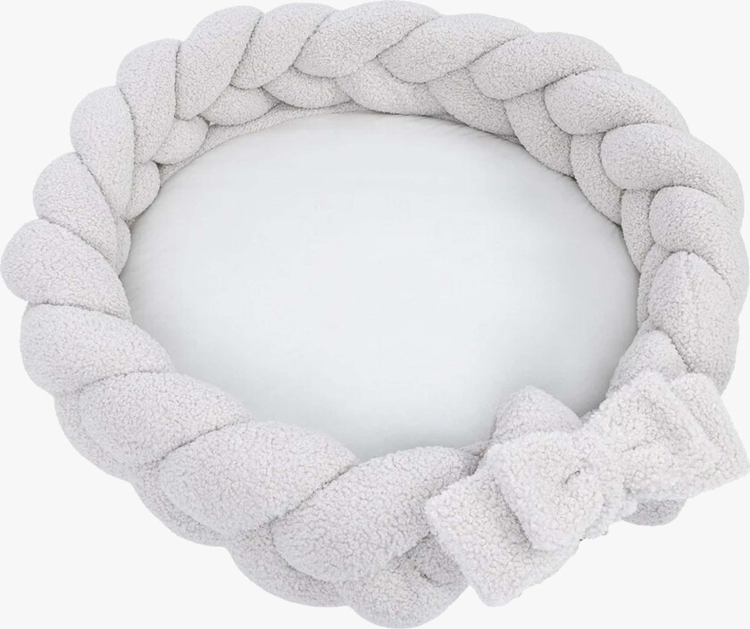 Bearly Babynest med Flettet Beskyttelse & Leketeppe, Offwhite - Babynest - Polyester