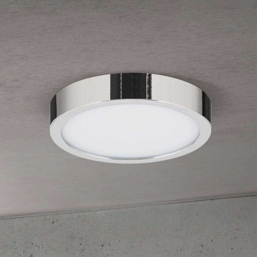 LED-taklampe Disc, kromfarget, Ø 14 cm, CCT, metall