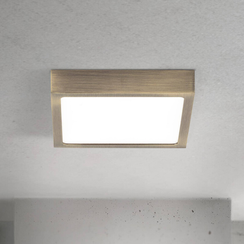 LED-taklampe Disc, antikk messingfarget, lengde 14 cm, CCT