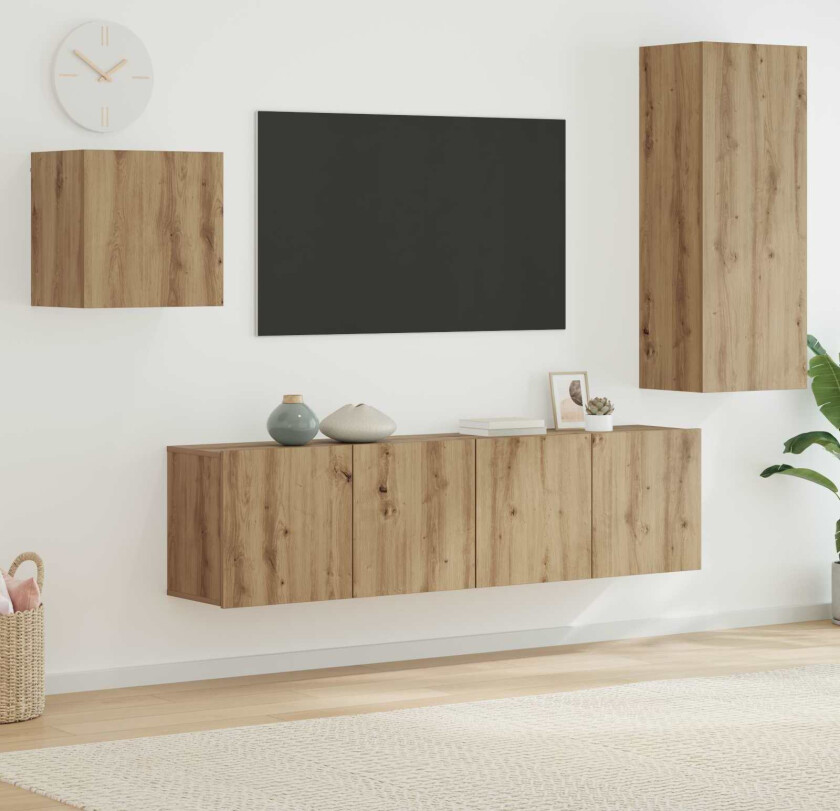 TV-skap Veggmontert 4 pcs Artisan Eik Konstruert tre