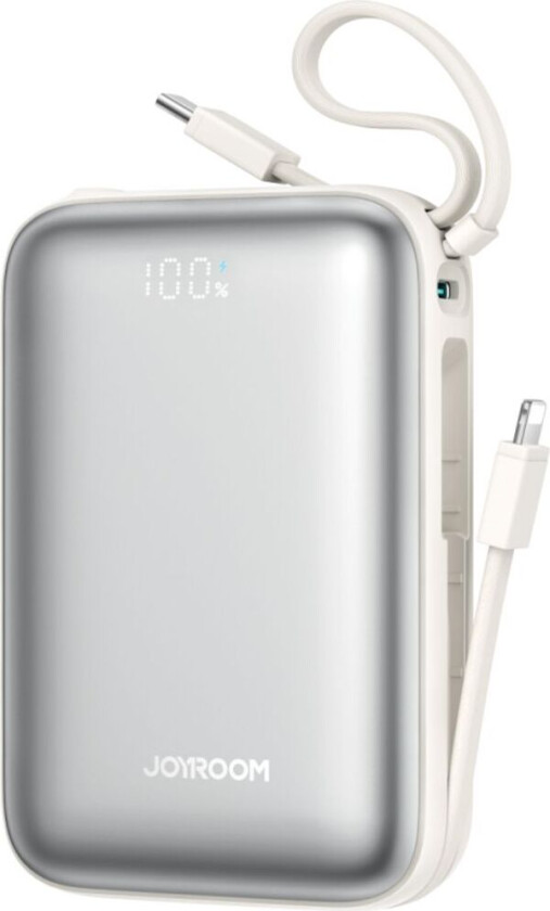 JR-PBF29 Mini powerbank 20000mAh 22,5W med doble kabler – hvit
