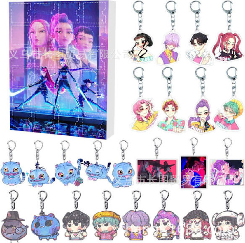 K-pop Demon Hunters Akryl Adventskalender Sett - 24 Dagers Overraskelsesgaveeske for Fans og Barn{HH} B