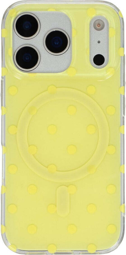 iPhone 17 Pro Hybrid Deksel med Polka Design - MagSafe Kompatibel - Gjennomsiktig / Gul