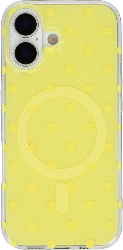 iPhone 17 Hybrid Deksel med Polka Design - MagSafe Kompatibel - Gjennomsiktig / Gul