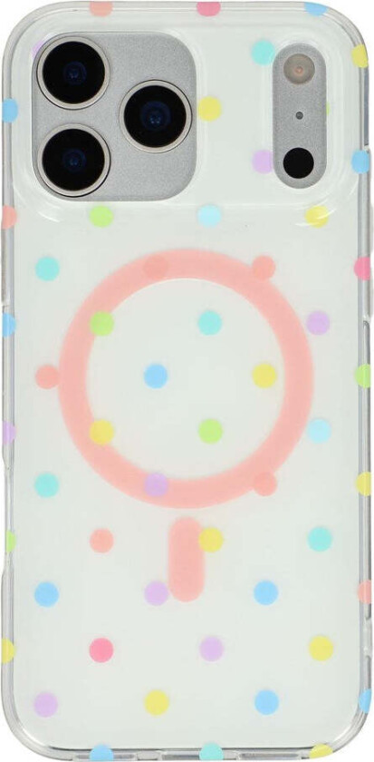 iPhone 17 Pro Max Hybrid Deksel med Polka Design - MagSafe Kompatibel - Gjennomsiktig / Multi