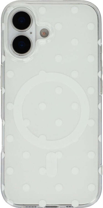 iPhone 17 Hybrid Deksel med Polka Design - MagSafe Kompatibel - Gjennomsiktig / Hvit