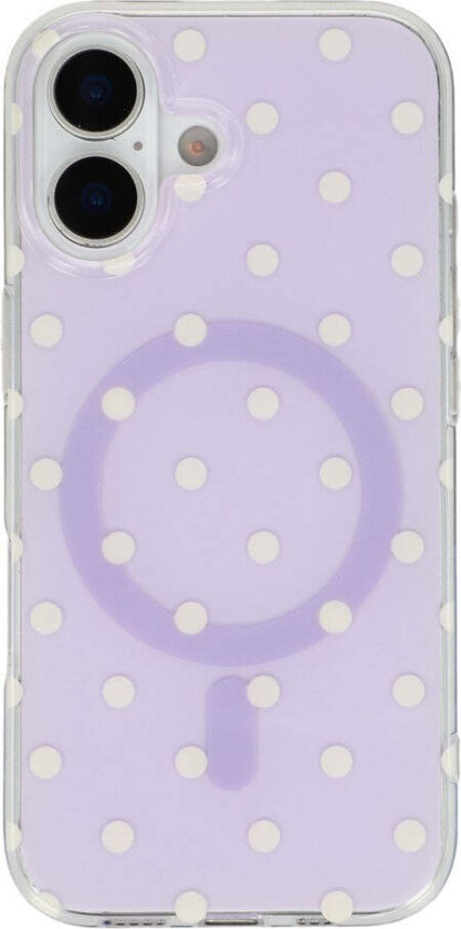 iPhone 17 Hybrid Deksel med Polka Design - MagSafe Kompatibel - Gjennomsiktig / Lilla