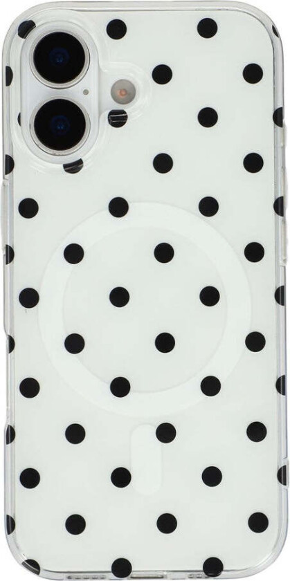 iPhone 17 Hybrid Deksel med Polka Design - MagSafe Kompatibel - Gjennomsiktig / Svart