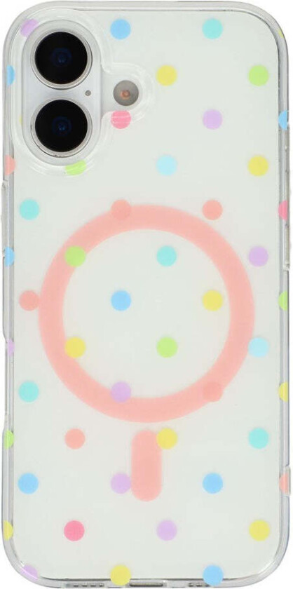 iPhone 17 Hybrid Deksel med Polka Design - MagSafe Kompatibel - Gjennomsiktig / Multi