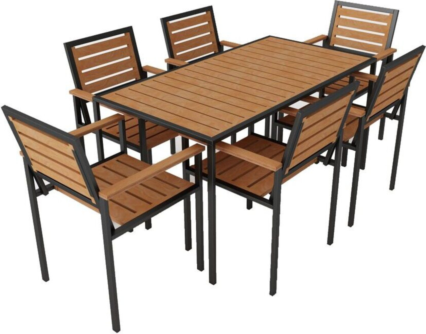 Klyren Spisegruppe med 6 Stolar Utendørs - Natur