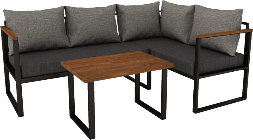 Hue 3-seters Sofagruppe Utendørs - Grå/Antrasitt