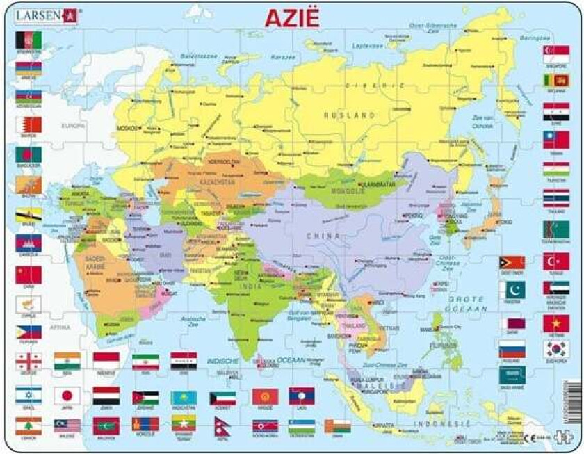 Larsen Puzzle Map Asia with Flags 70 pcs. Gulv
