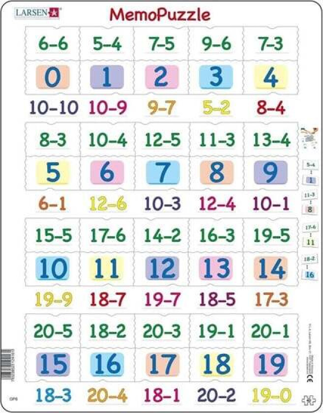 Larsen Memo Puzzle - Subtraction with Numbers from 0-20 40 pcs.