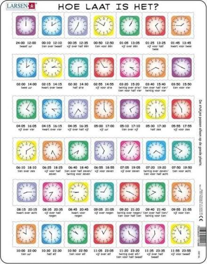 Larsen Jigsaw Puzzle Learning to Tell Time - What Time is it 42 pcs. Gulv