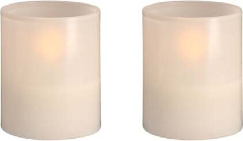 LED glass candle - Hurricane - Vanilla - 47x57 mm - 2 pcs