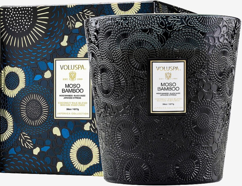 Moso Bamboo Boxed Luxe Jar Candle 80H - Svart