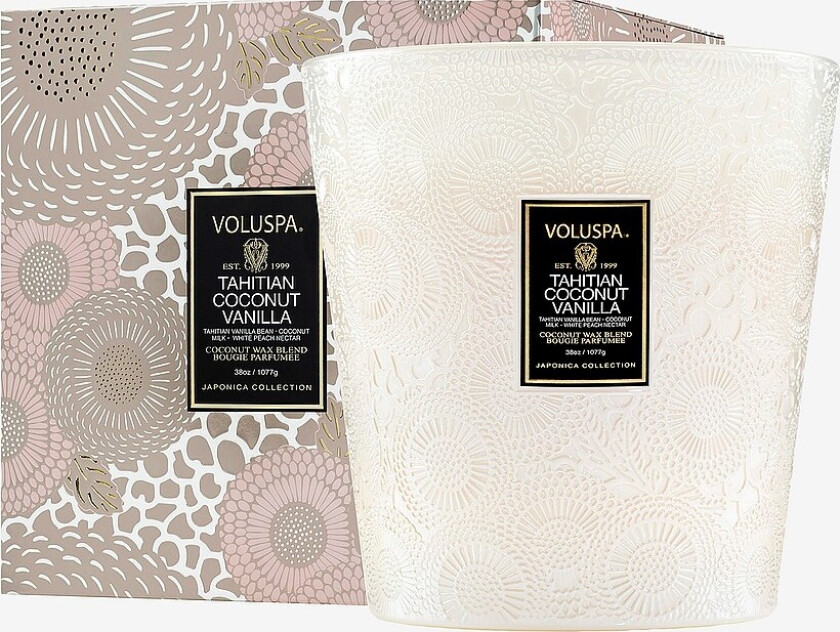 Tahitian Coconut Vanilla Boxed Luxe Jar Candle 80 H - Beige