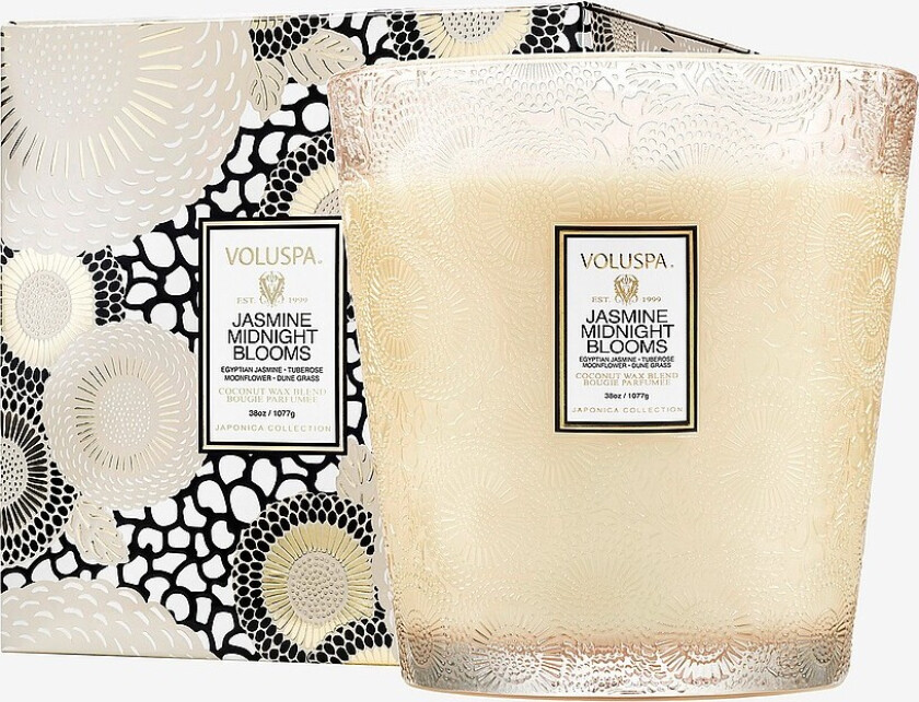 Jasmine Midnight Blooms Boxed Luxe Jar Candle 80H - Beige