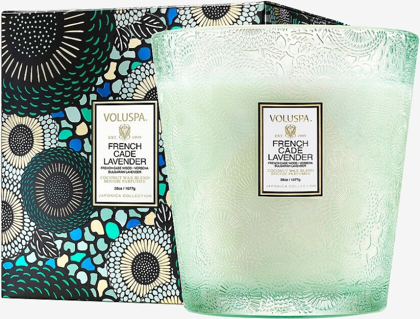 French Cade & Lavender Boxed Luxe Jar Candle 80H - Grønn