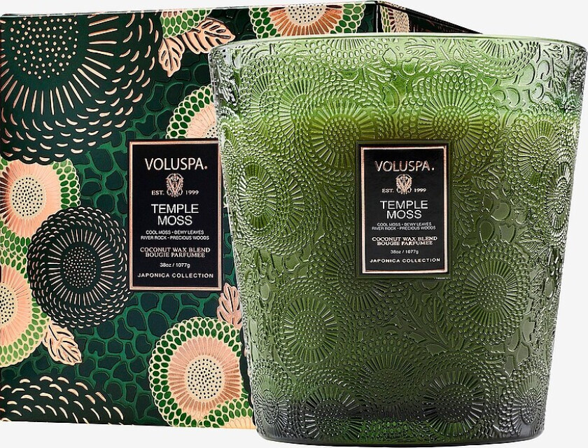 Temple Moss Boxed Luxe Jar Candle 80H - Grønn
