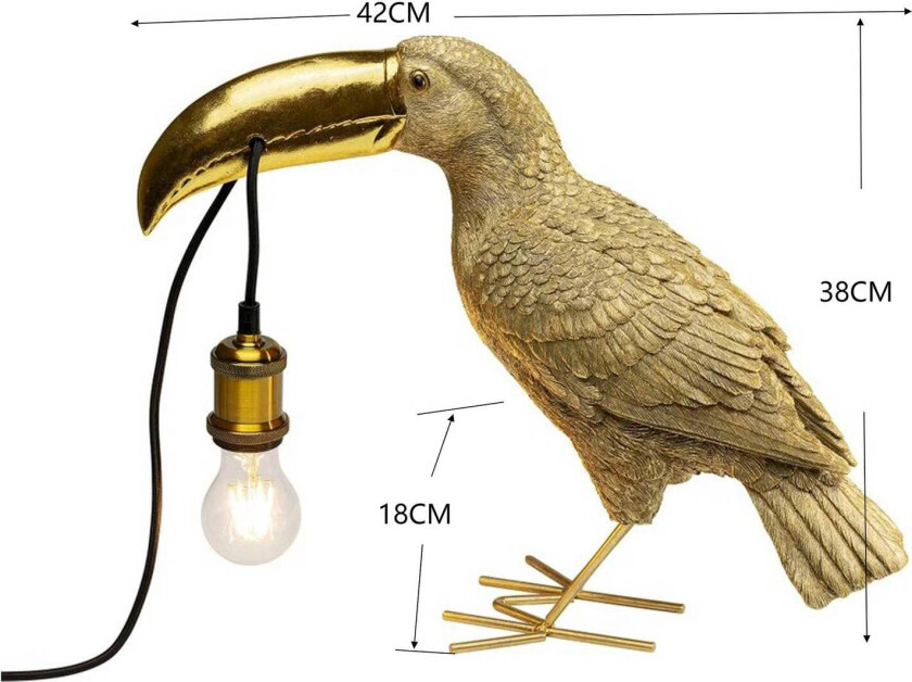 KARE bordlampe Toucan, gullfarget, 42 cm høy, E27