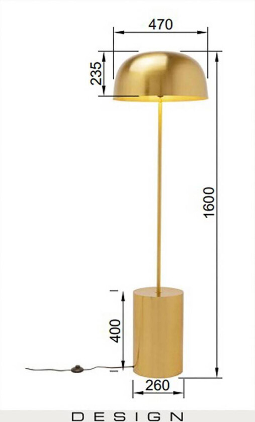 KARE gulvlampe Loungy, gullfarget, metall, 160 cm, E27