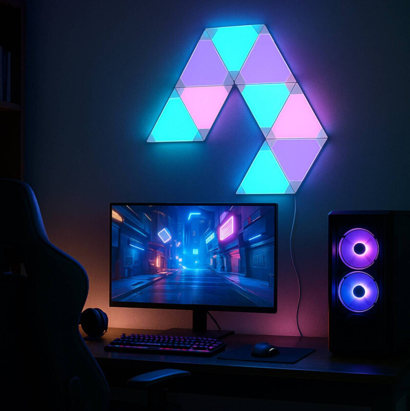 Smart LED-vegglampe TRIANGLES, 9-delt, RGBW, dimbar