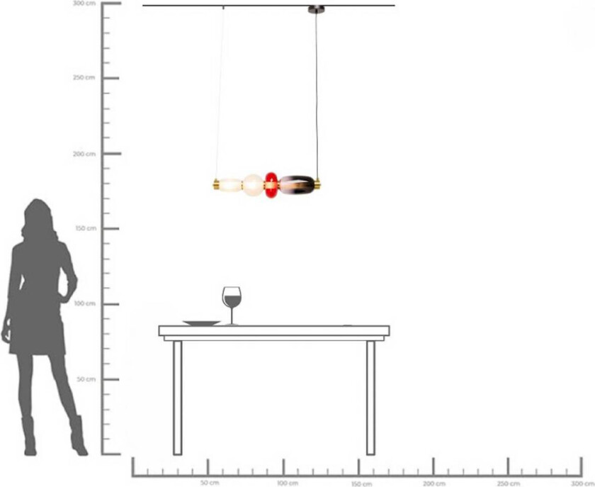 KARE hengelampe Sugar, flerfarget, glass, 72 cm, G9