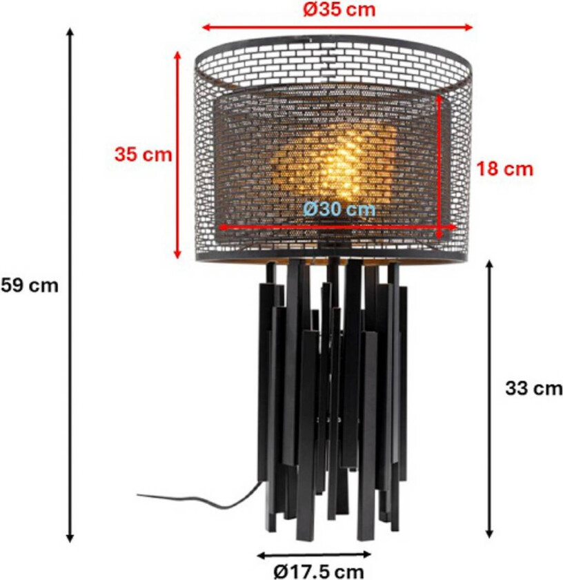 KARE bordlampe Coachella Glam, svart/gull, 59 cm, E27