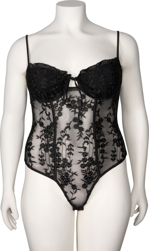 Moments Amara Embroidered Mesh Body - Svart - L