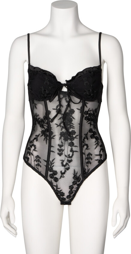 Moments Amara Embroidered Mesh Body - Svart - S