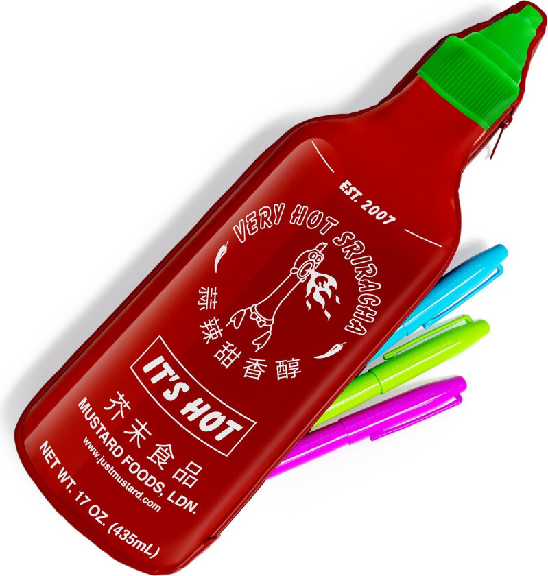 Sriracha Pencil Case - Red - 8 inches height x 3 inches diameter