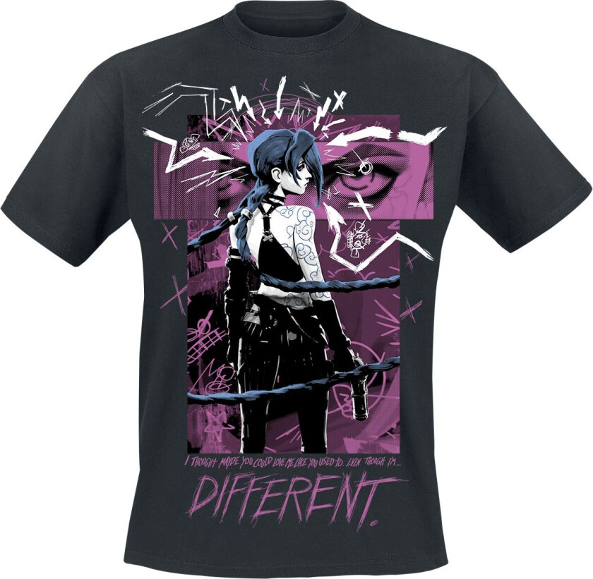 gaming T-skjorte - Arcane - Jinx Different - S til XXL - Unisex - svart