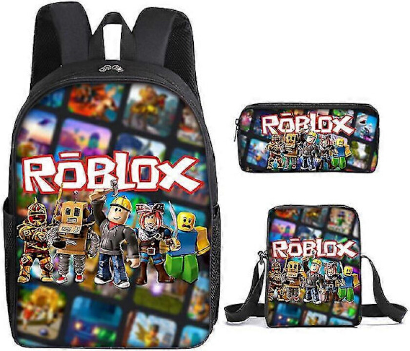 Roblox Skolesekk Barneryggsekk Eller Lunsjveske Eller Penal Eller 3-delt Sett Dinosaurtrykk Ryggsekk For Barn
