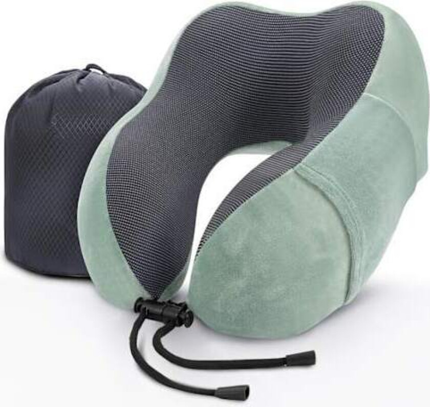 Reisepute Nakkepute Memory Foam Myk Komfort og Støtte Reise Fly Nakkeputer, U-formet Pute for Søvn Grønn