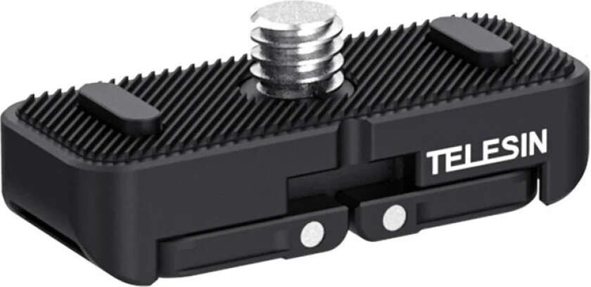 Bilde av Telesin Dual Mount Adapter for Insta360 X4 – Magnetisk Hurtigutløser, 1/4" Gjenger, Støtdempende Silikon – Svart