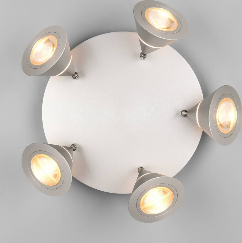 LED-downlight Romeo, Ø 30 cm, nikkelfarget, 5 lyskilder