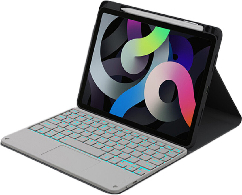 iPad Air 2-deksel med bakgrunnsbelyst tastatur og styreflate Black&White iPad 10 10.9 Inches