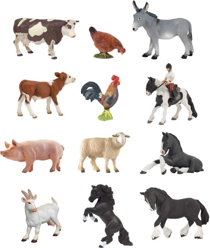 Mini Husdyr - 2-6 cm - 12 Deler - - OneSize - Lekedyr