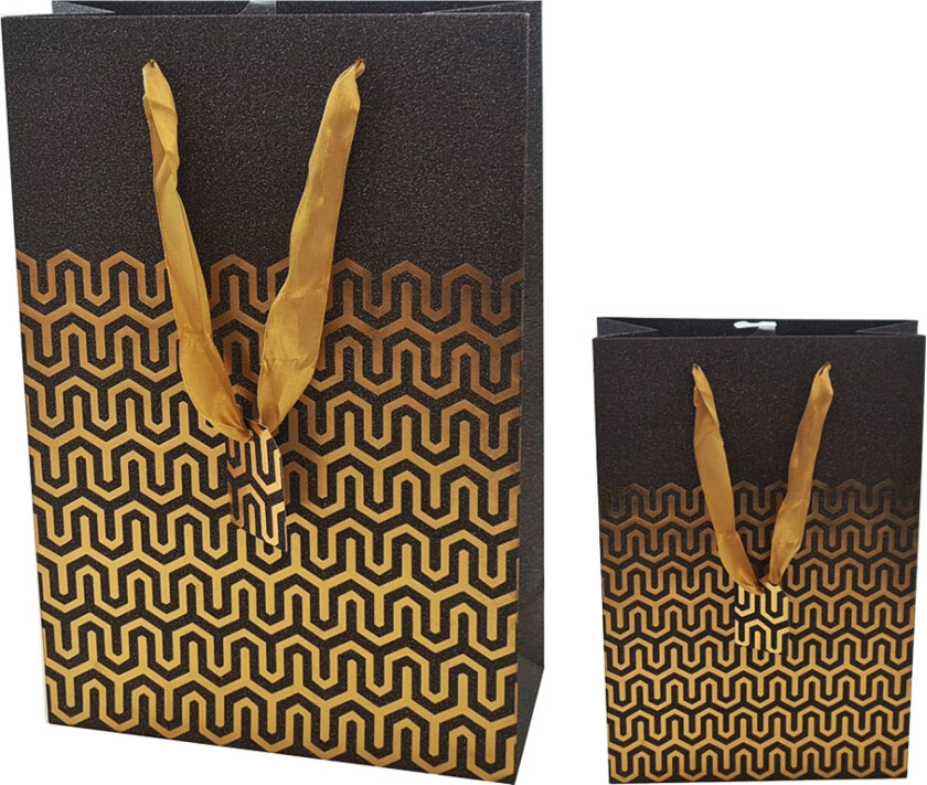 Gavepose Svart/Gull - Stor