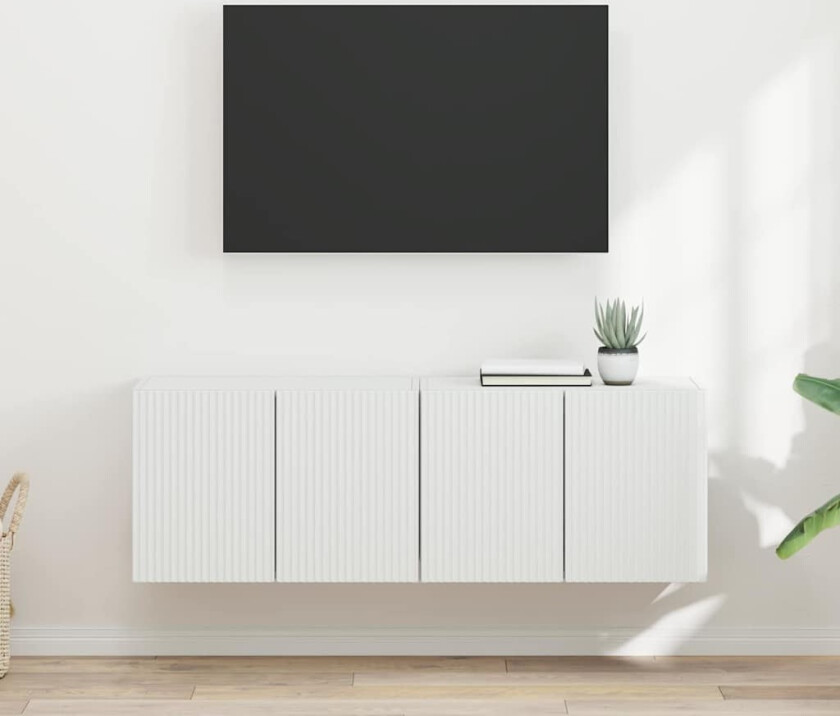 TV Veggskap 2 pcs Hvit 59,5 x 31 x 40 cm Konstruert tre