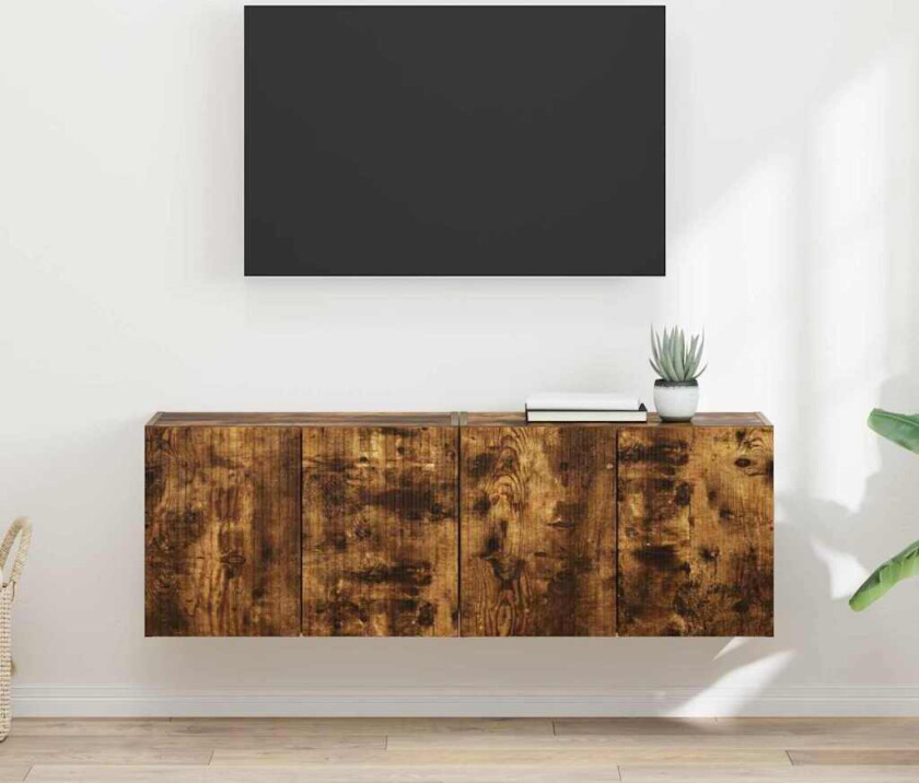 TV Veggskap 2 pcs Røkt eik 59,5 x 31 x 40 cm Konstruert tre