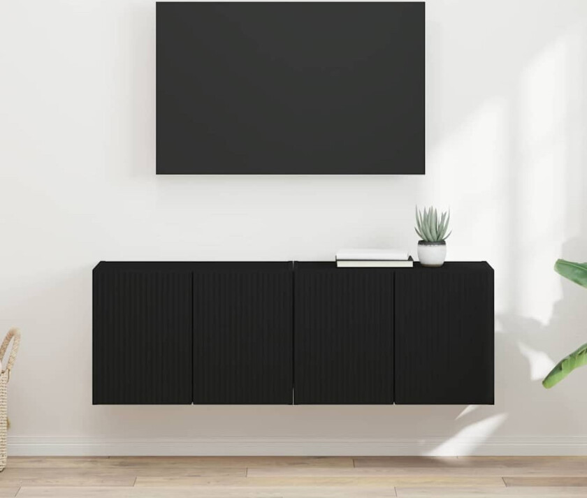 TV Veggskap 2 pcs Svart 59,5 x 31 x 40 cm Konstruert tre