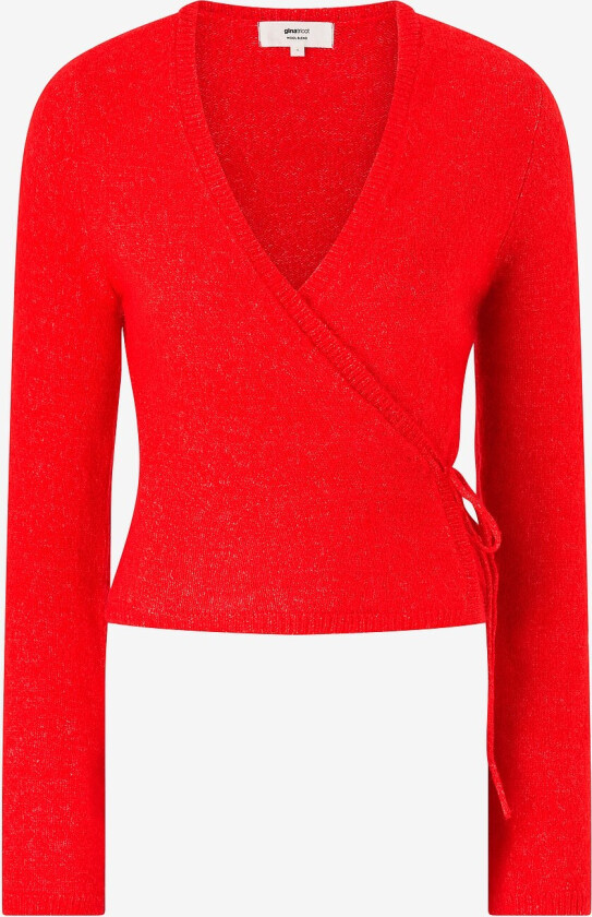 Kardigan Knitted Wrap Cardigan - Rød